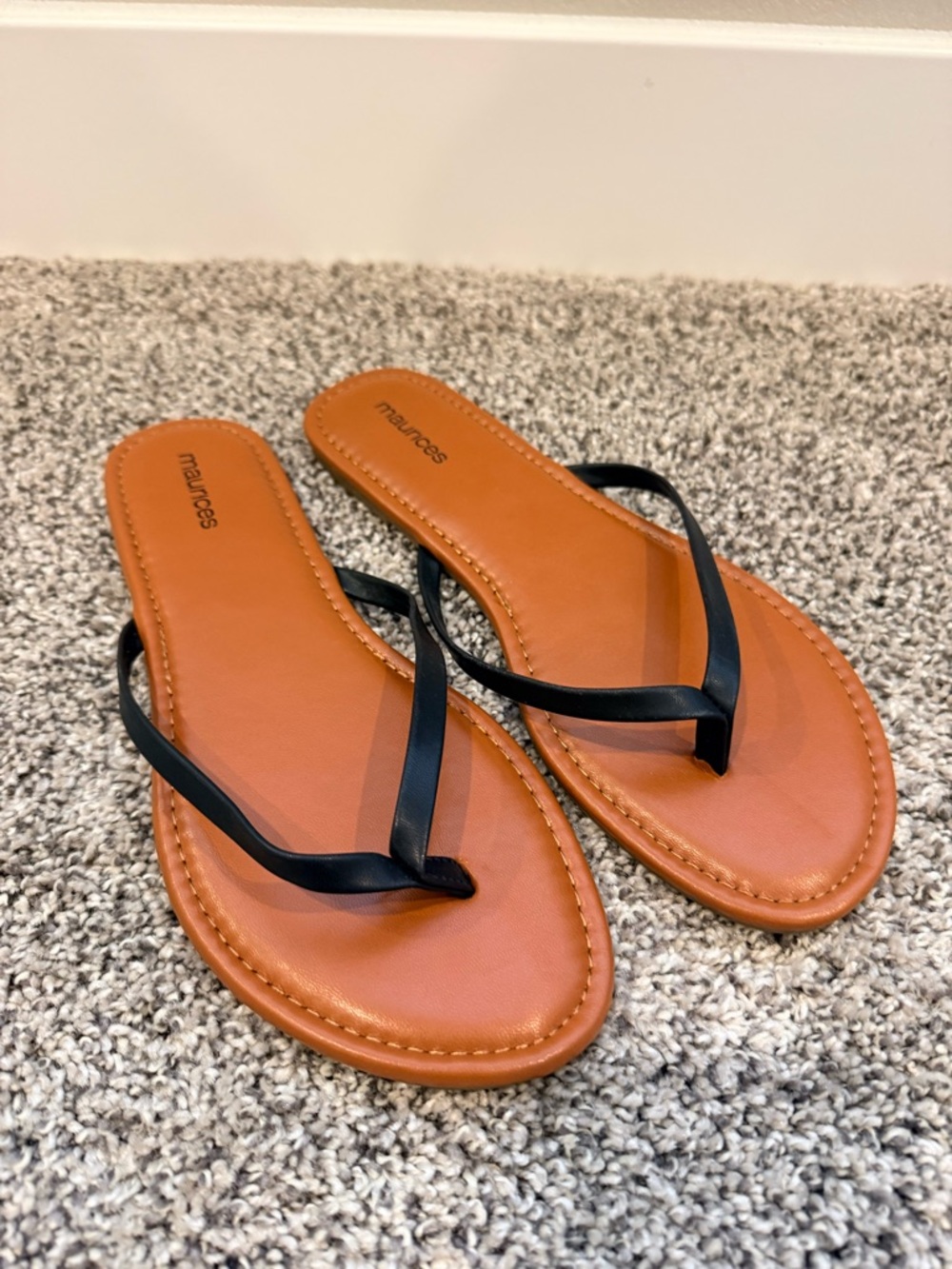 Maurices Black-Strap Tan Footbed Women's Flip Flops